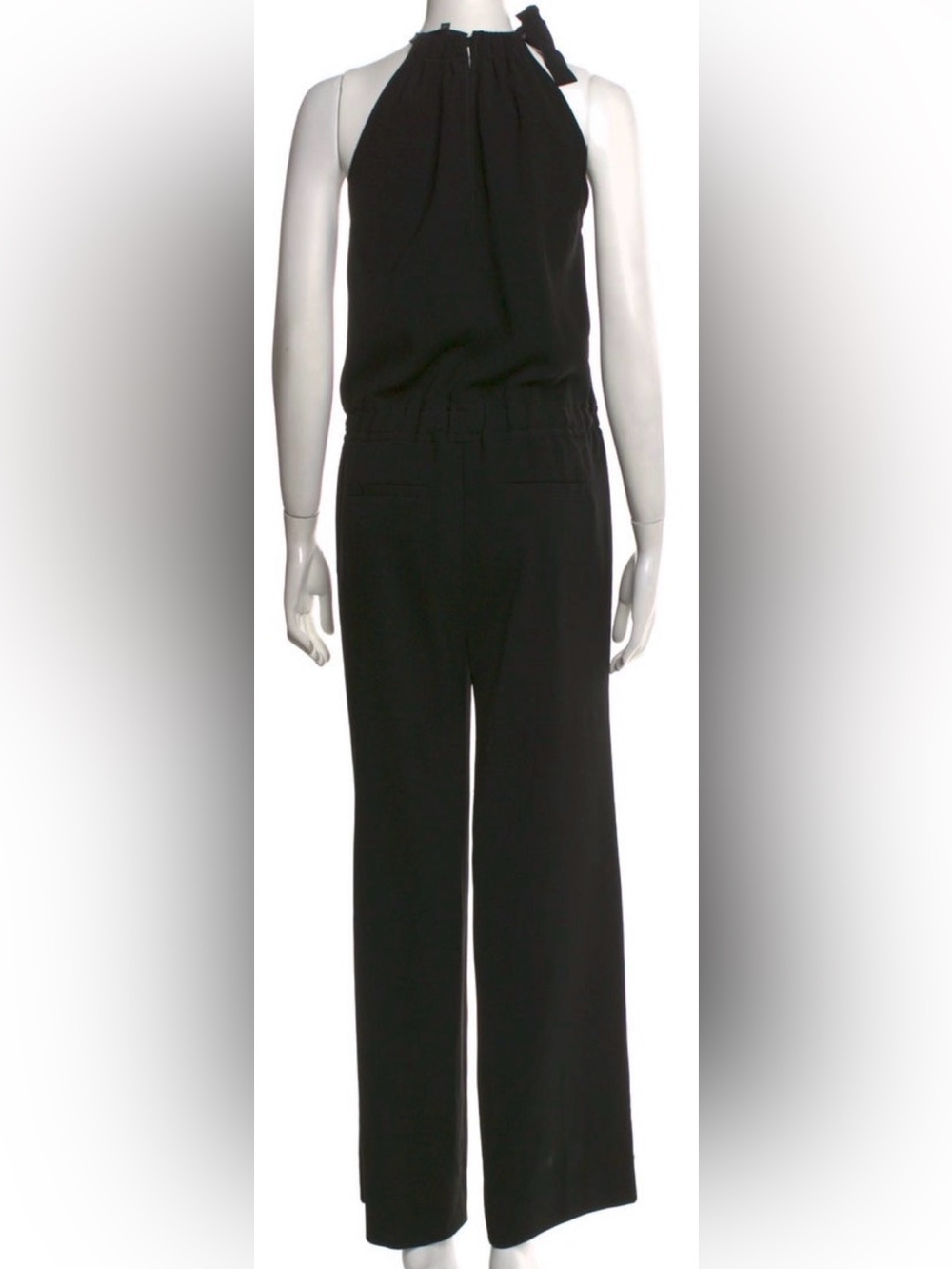 Nili Lotan Black Halter Neck Drawstring Jumpsuit Size XS